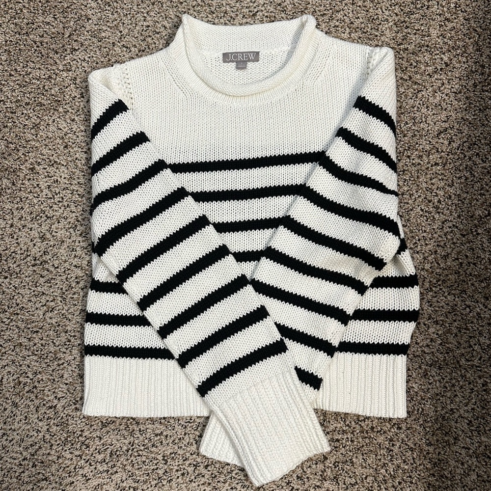 J Crew Heritage cotton Rollneck sweater in stripe, NWOT - Picture 5 of 12